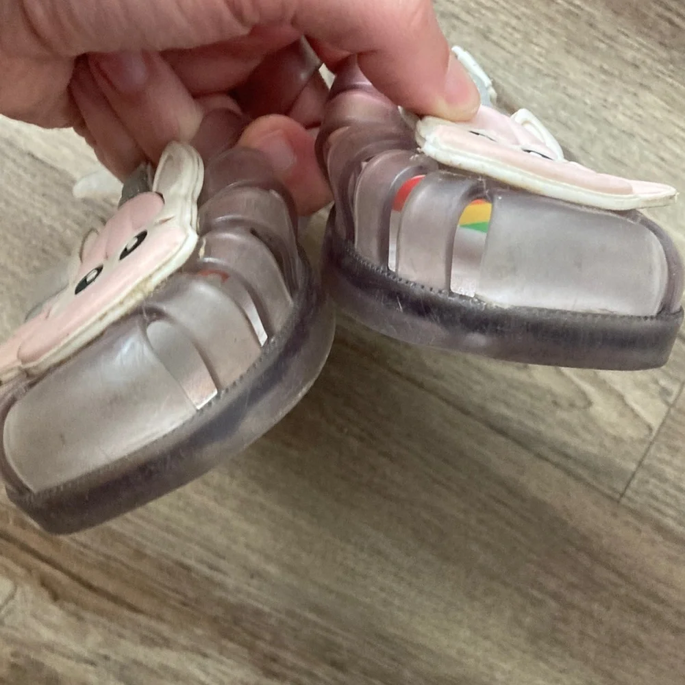 Mini Melissa Unicorn Jelly Sandals - Clear and Rainbow Sz 1